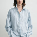 Toteme Classic Stripe Shirt in Ice and Azure