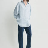 Toteme Classic Stripe Shirt in Ice and Azure