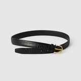 Toteme Slim Croco Embossed Belt in Black