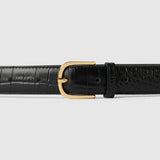 Toteme Slim Croco Embossed Belt in Black