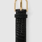 Toteme Slim Croco Embossed Belt in Black