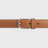 Toteme Slim Grained Leather Belt in Tan