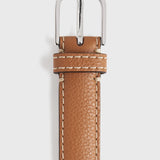 Toteme Slim Grained Leather Belt in Tan