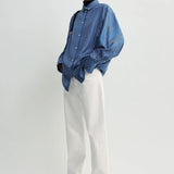Toteme Oversized Striped Shirt in Blue and Navy