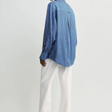 Toteme Oversized Striped Shirt in Blue and Navy