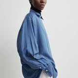 Toteme Oversized Striped Shirt in Blue and Navy