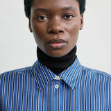 Toteme Oversized Striped Shirt in Blue and Navy