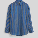 Toteme Oversized Striped Shirt in Blue and Navy