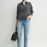 Toteme Raglan Sleeve Cashmere Cardigan in Dark Grey Melange
