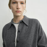 Toteme Raglan Sleeve Cashmere Cardigan in Dark Grey Melange