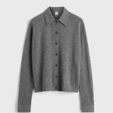 Toteme Raglan Sleeve Cashmere Cardigan in Dark Grey Melange
