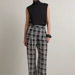 A Emery Goddard Sheer Pant in Black And White Check - side view