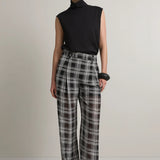 A Emery Goddard Sheer Pant in Black And White Check - side view