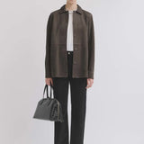 Toteme Soft Suede Overshirt in Bark