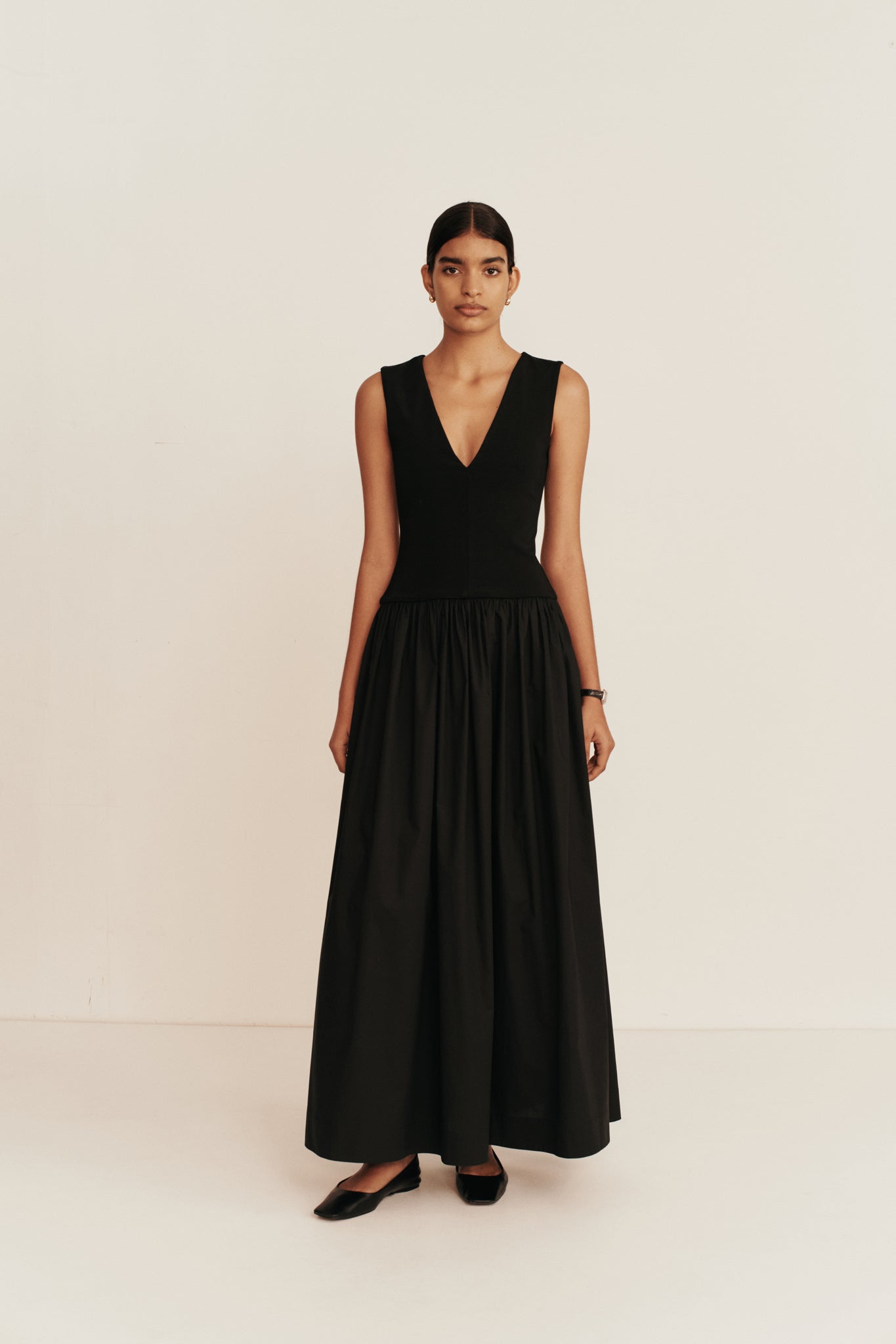 Esse Studios V Knit Cotton Dress - Black