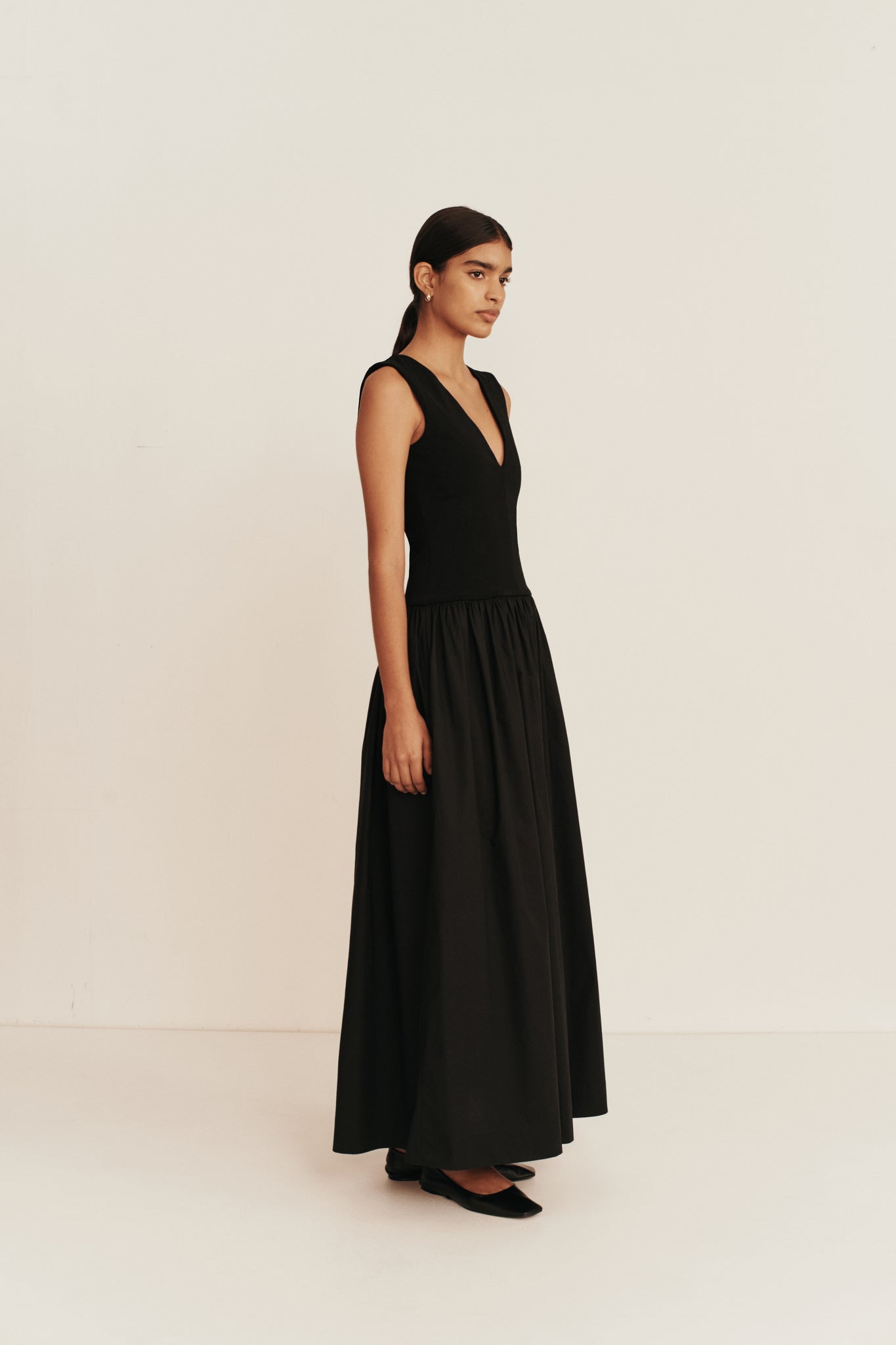 Esse Studios V Knit Cotton Dress - Black