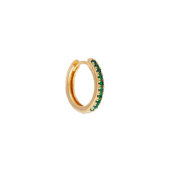 Pave Midi Hoops | Green