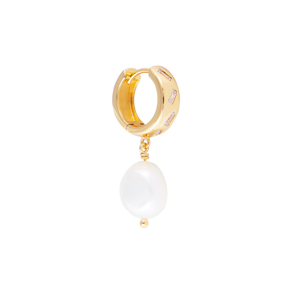 Scatter Baguette Pearl Hoops