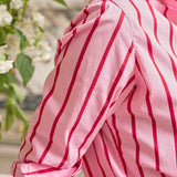 Frank and Eileen Relaxed Button -Up Shirt in Pink and Red Stripe