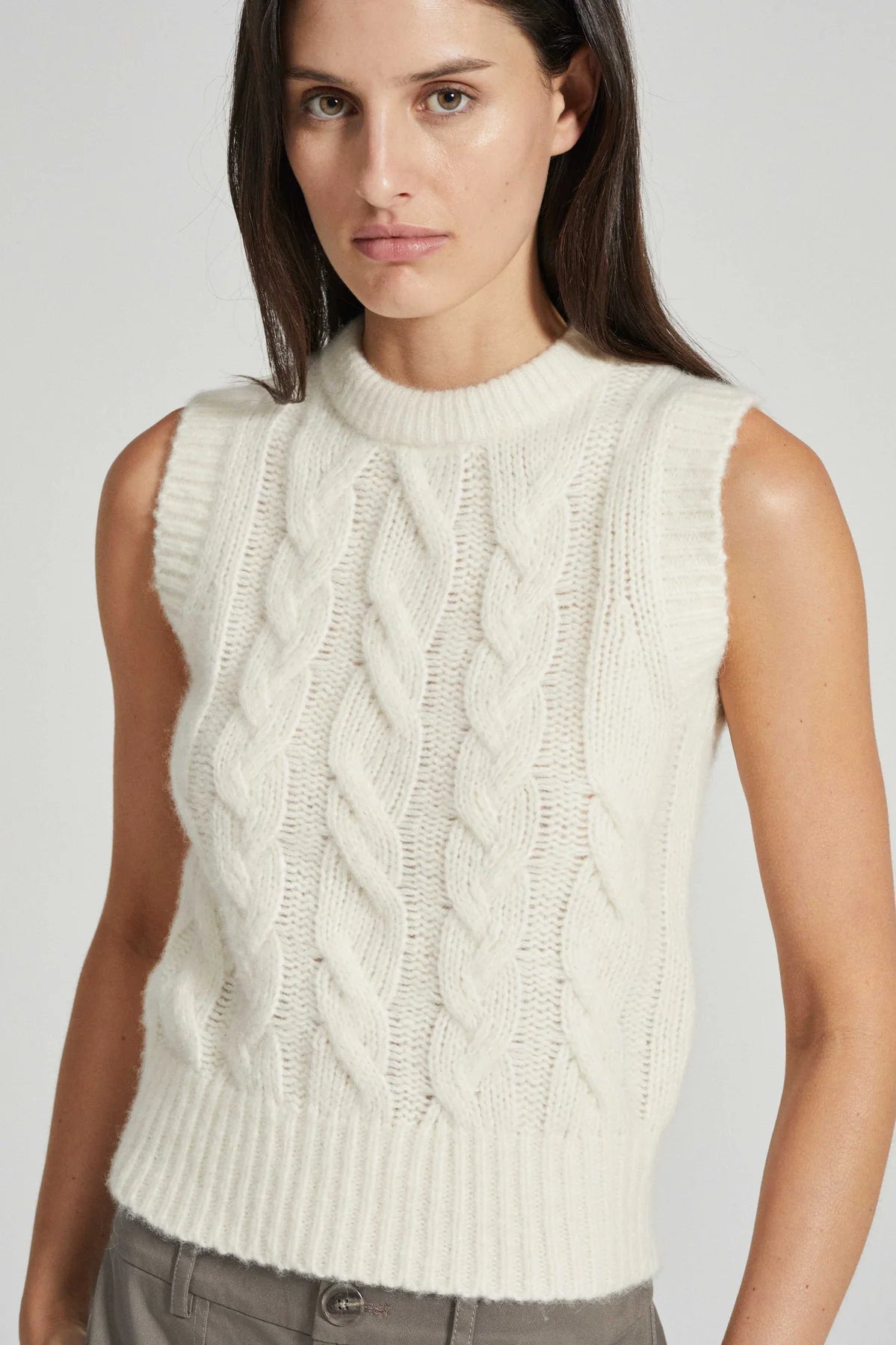 Friends with Frank Henry Cable Knit Vest - Off White