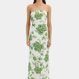 Sir Gardella Strapless Midi Dress in Frisa Print