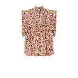 Isabel Marant Dersia Top in Ecru And Raspberry