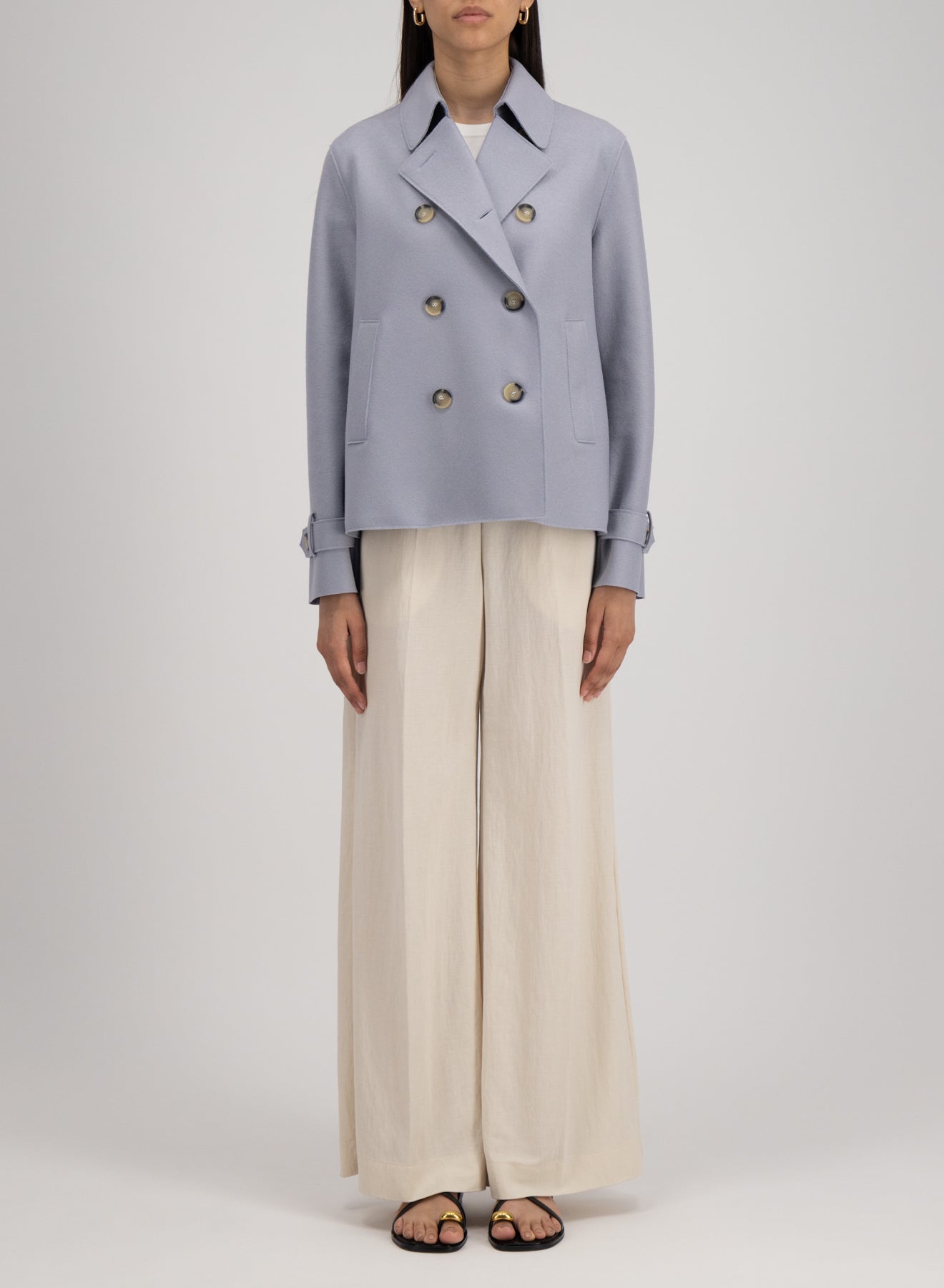 Harris Wharf Cropped Trench in Pearl Grey