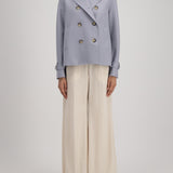 Harris Wharf Cropped Trench in Pearl Grey