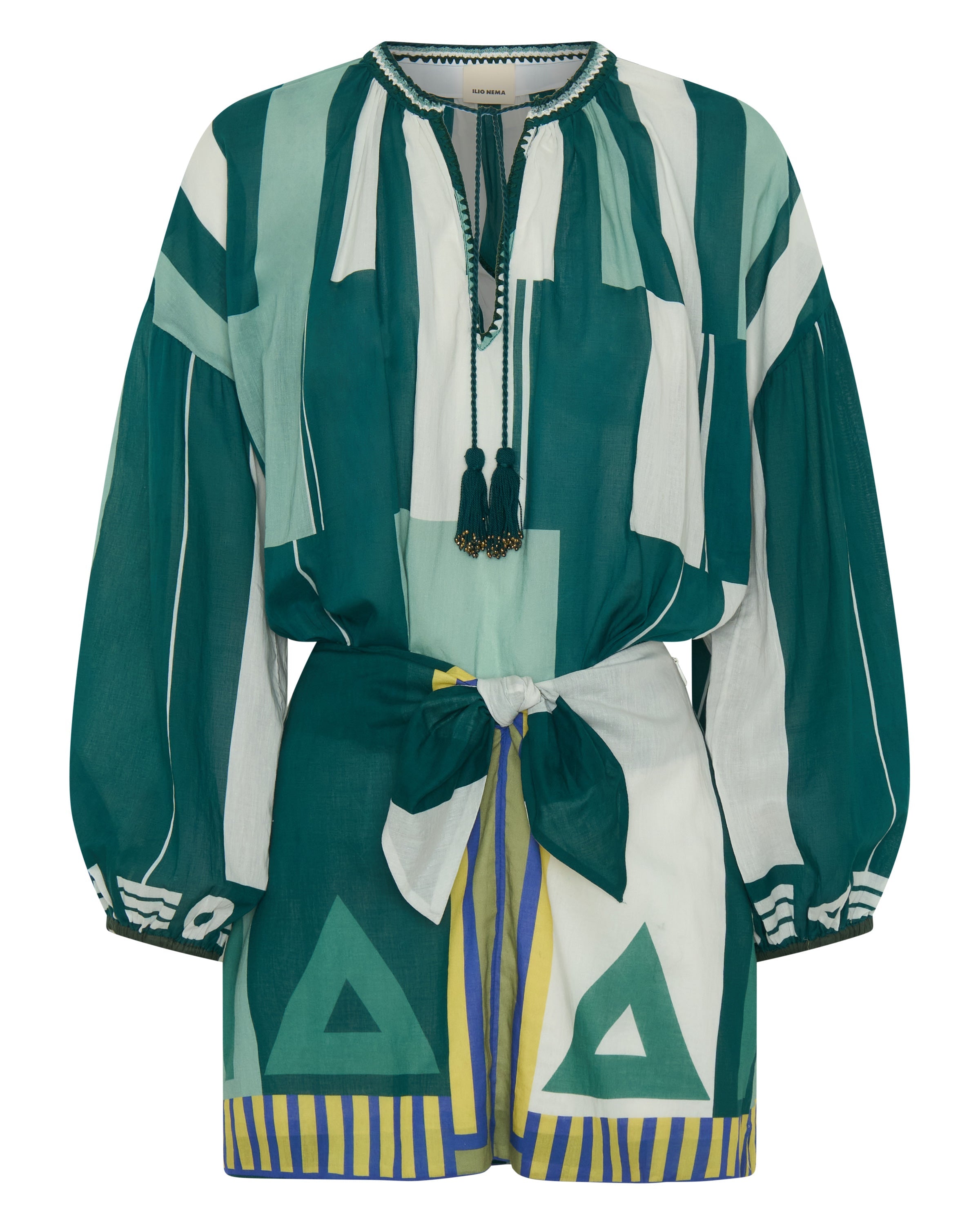 Ilio Nema Elder Dress in Green Sarong Voile