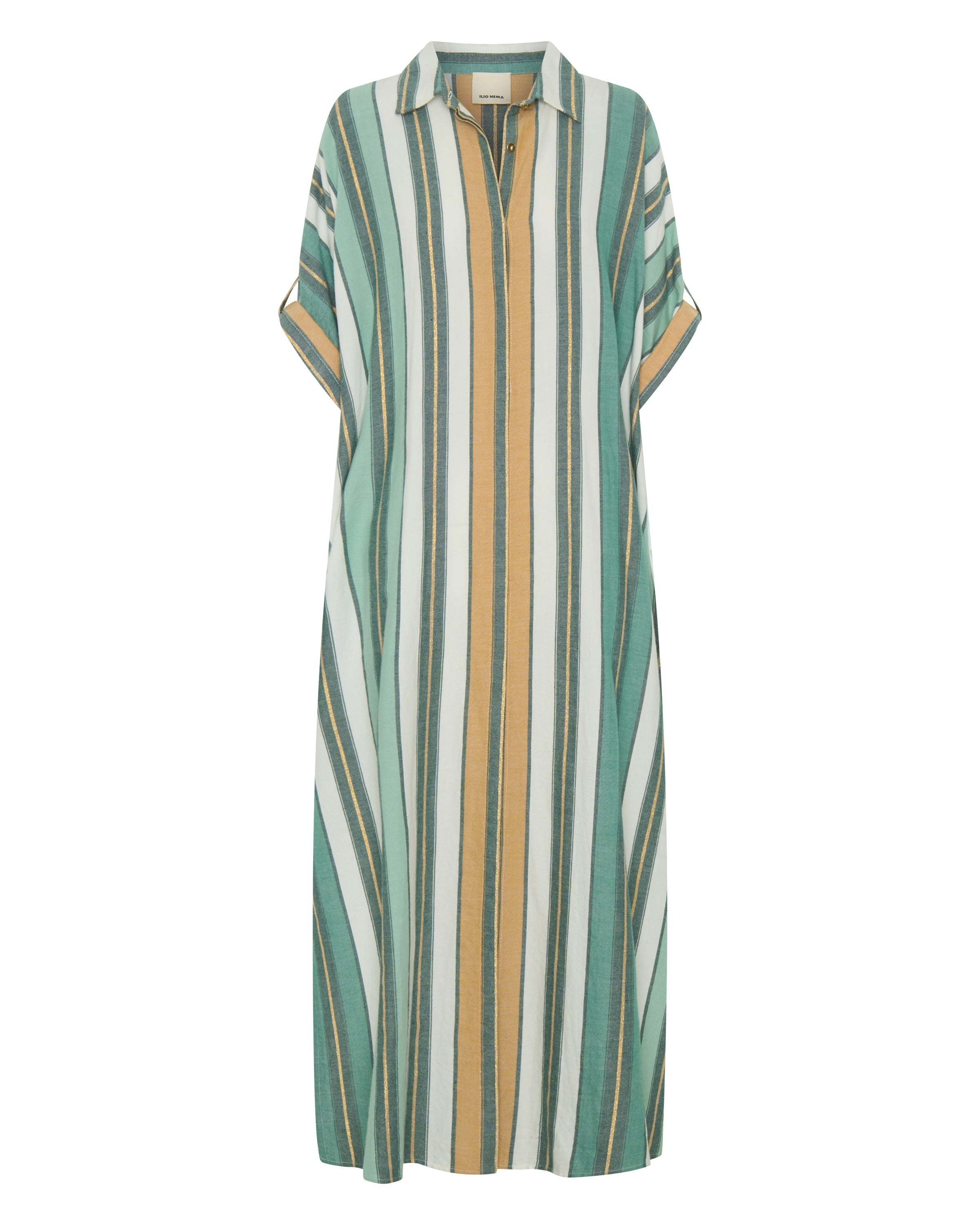 Ilio Nema Melanie Caftan in Green Fez Stripe