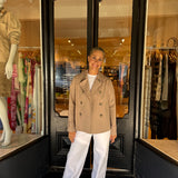 Harris Wharf Cropped Trench in Tan