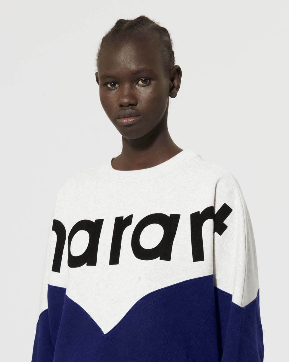 Isabel Marant Houston Two-Tone Logo Sweatshirt - Light Blue