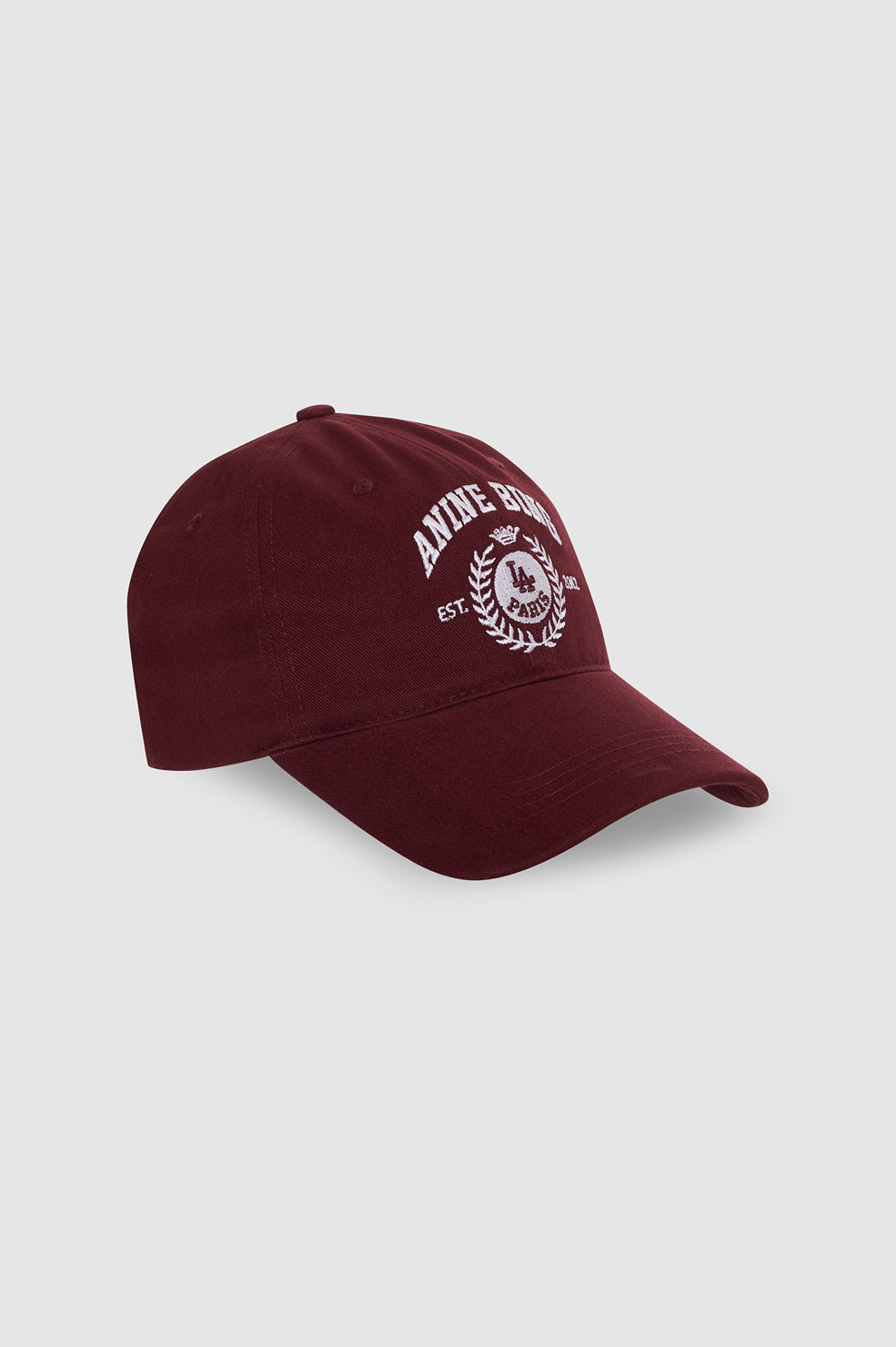Anine Bing Jeremy Baseball Collegiate Cap in Fig - detail view