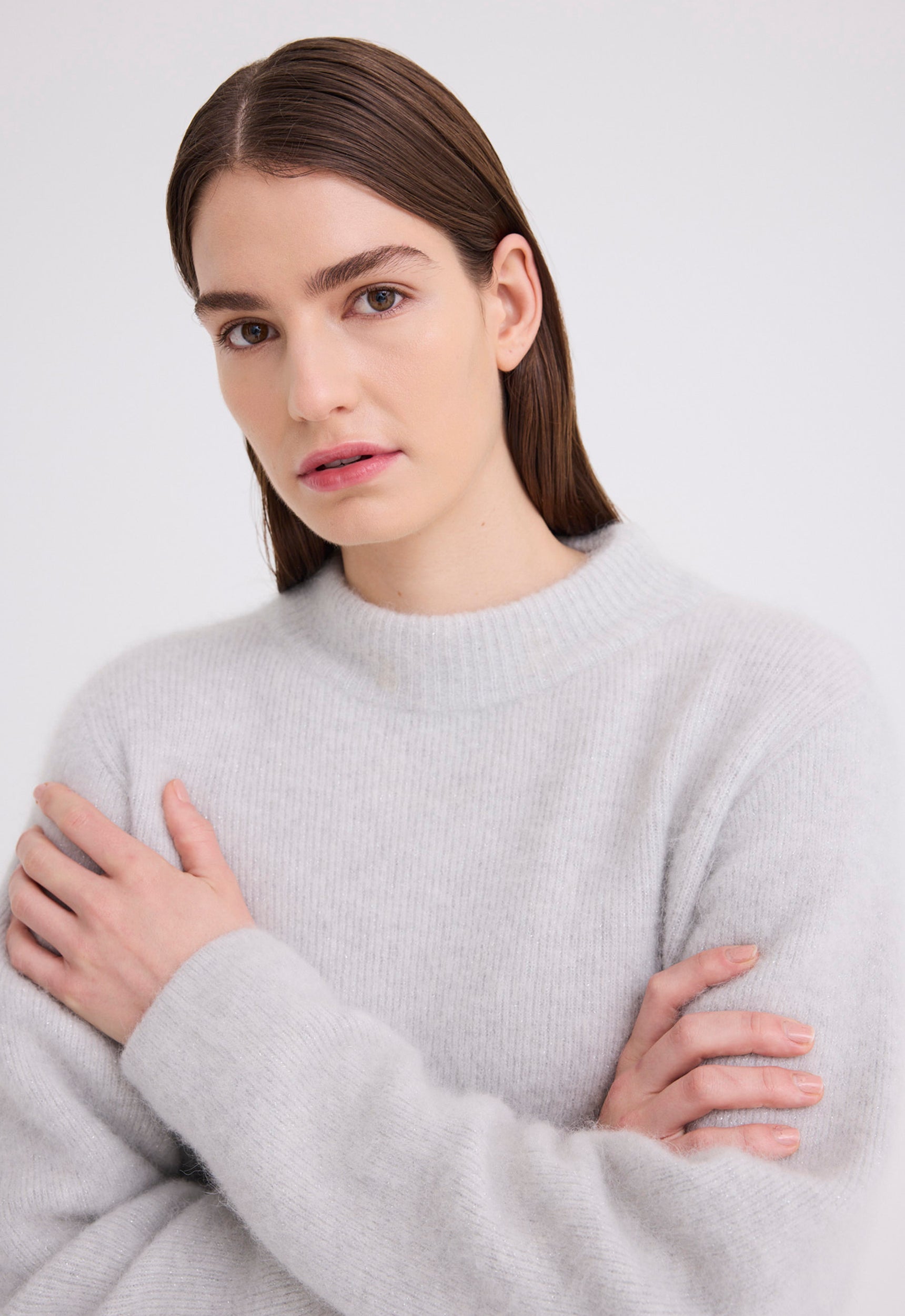 Hudd Shimmer Sweater | Frost Grey