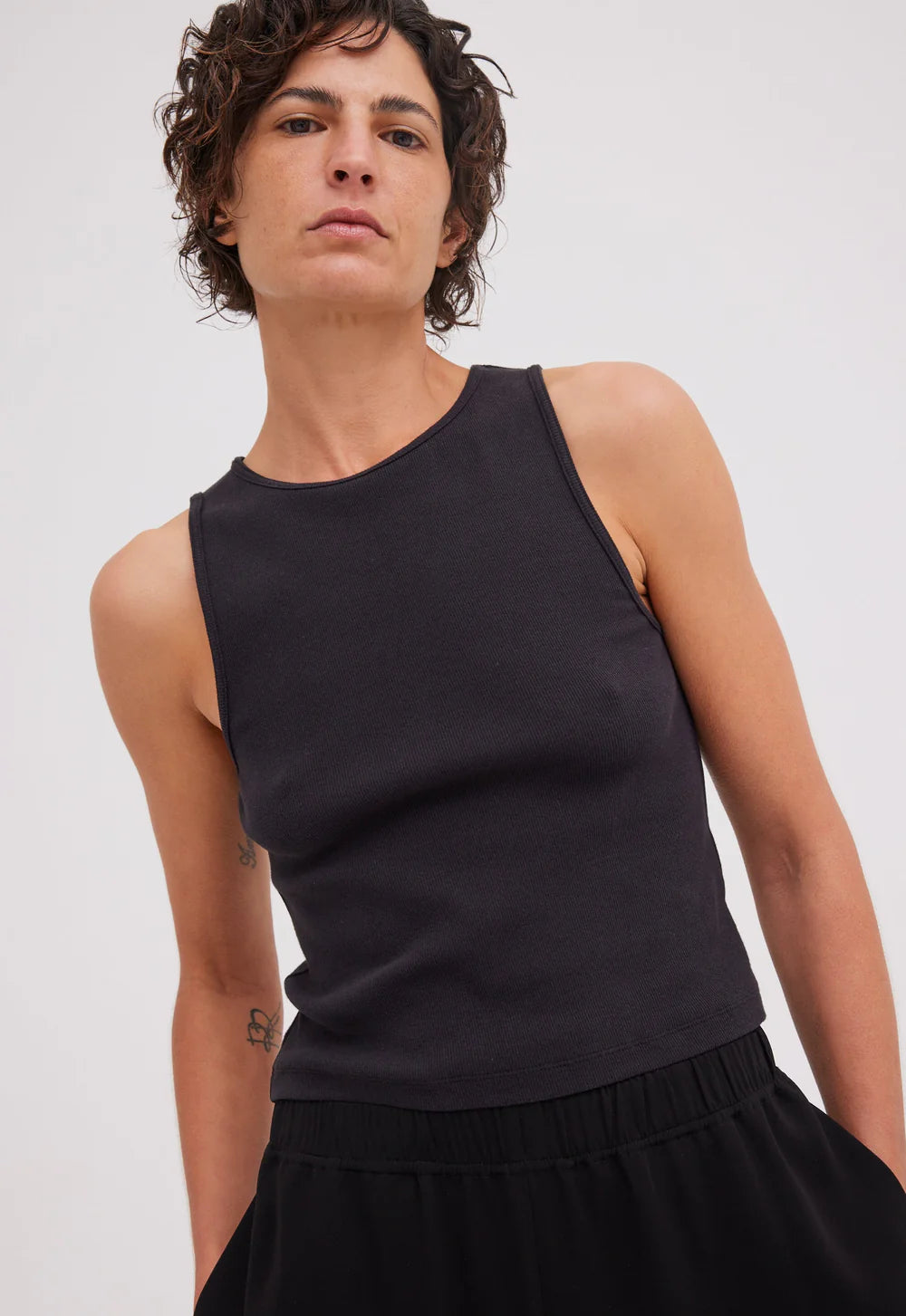 Jac + Jack Poem Ribbed Cotton Tank - Black