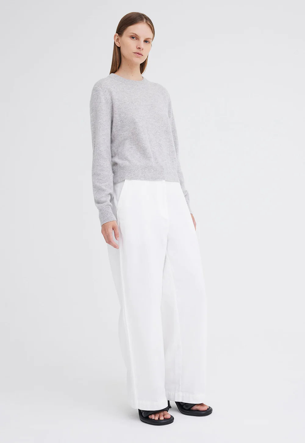 Jac + Jack Peter Cashmere Sweater - Pale Grey Marle