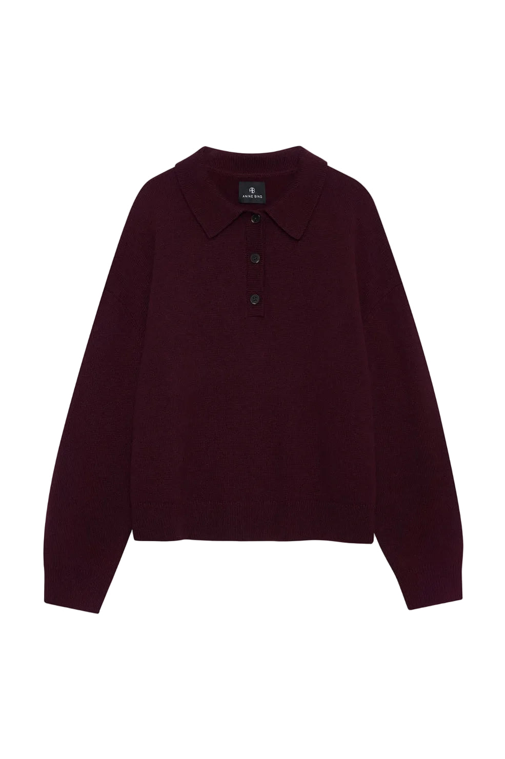 Anine Bing Lee Polo Sweater in Fig