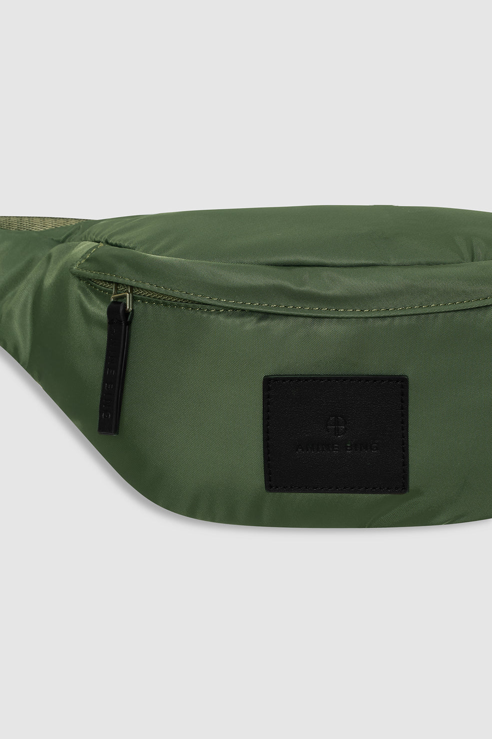 Anine Bing Leon Small Waist Bag Nylon in Army Green - styled look