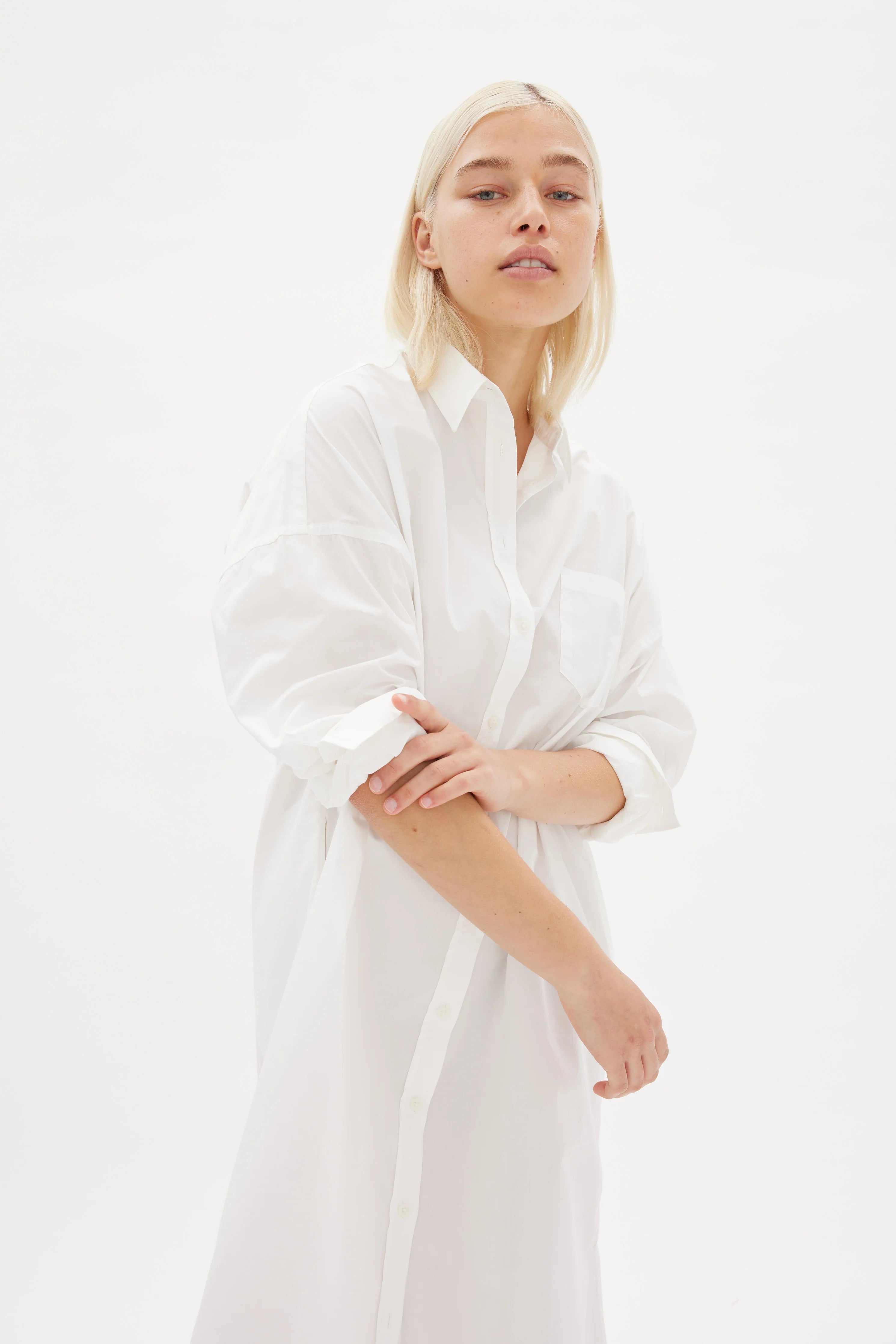 LMND Chiara Shirt Dress Maxi - White