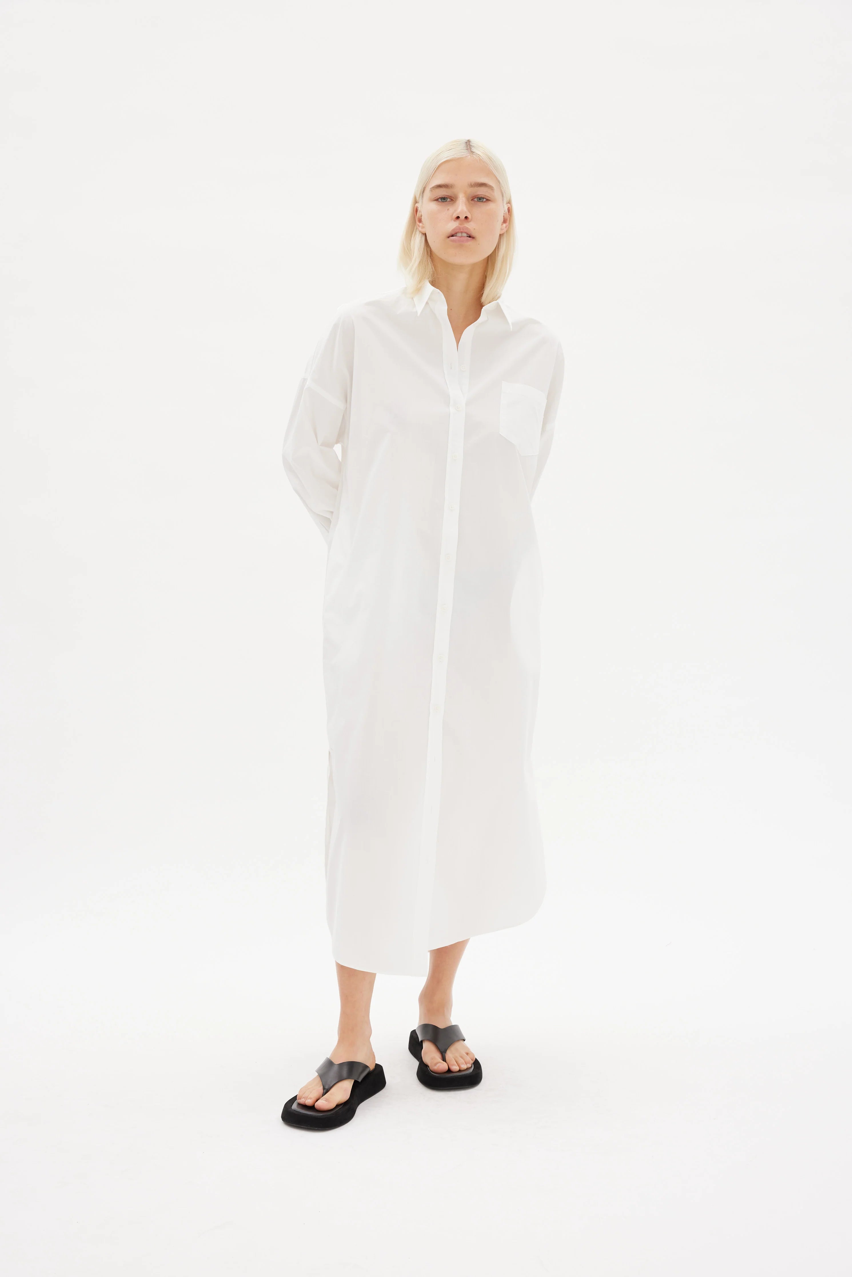 LMND Chiara Shirt Dress Maxi - White