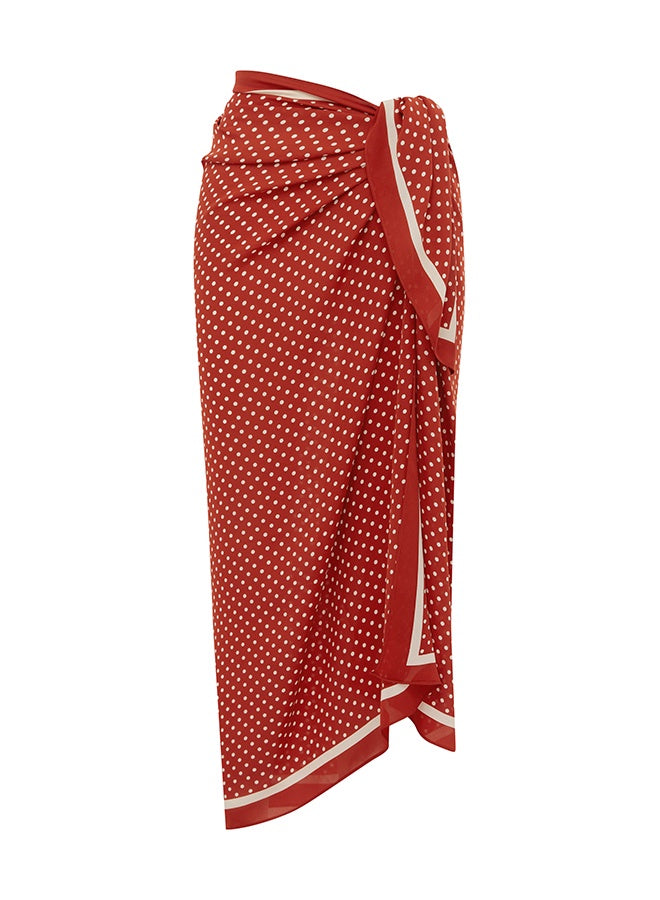 Matteau Silk Sarong in Tomato Polka Dot