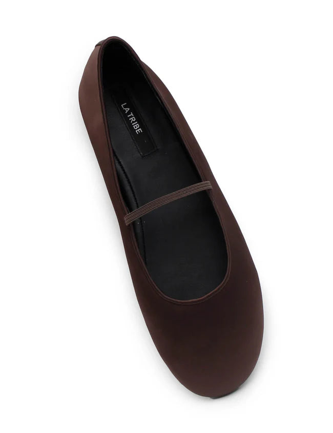 Lea Ballet Flat | Brown Satin