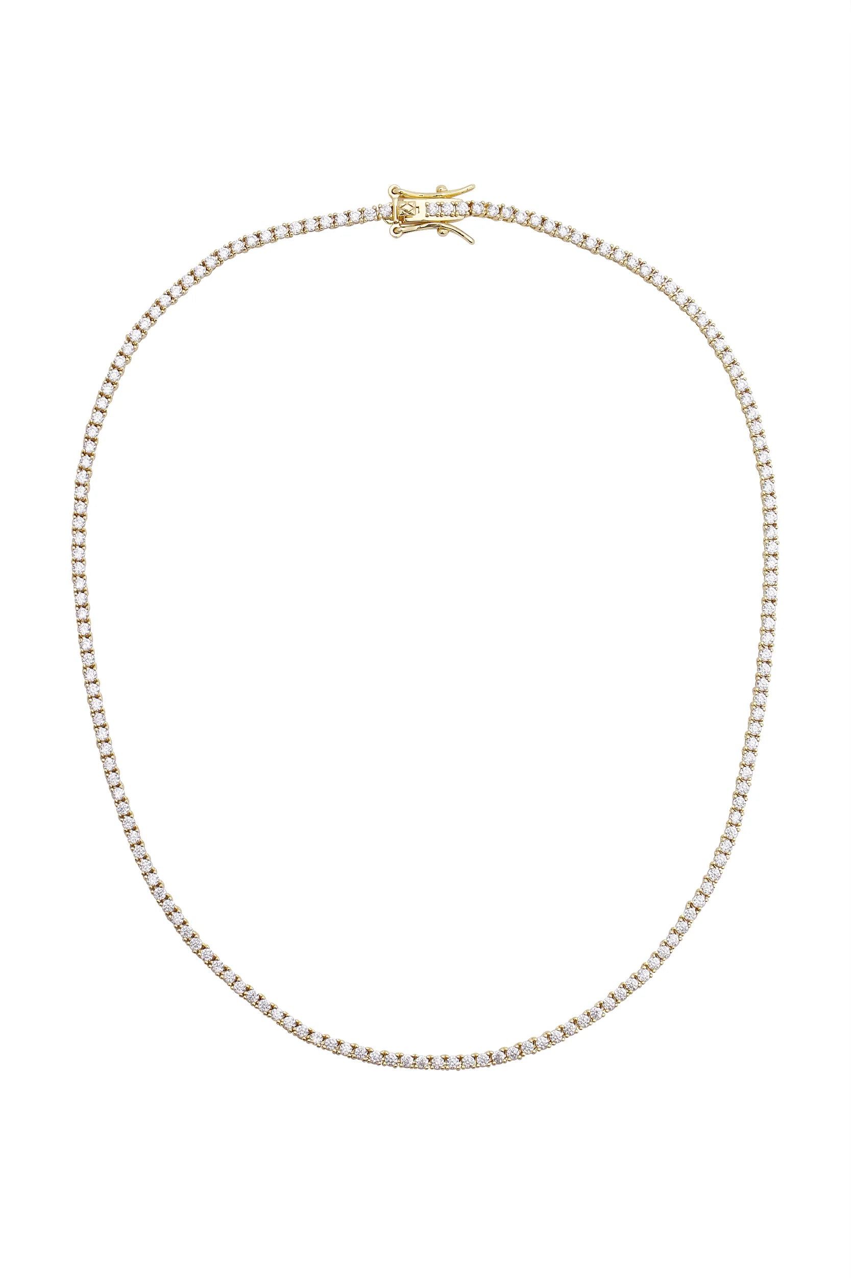 Lili Claspe Mini Amina Tennis Necklace - Gold 15.5"