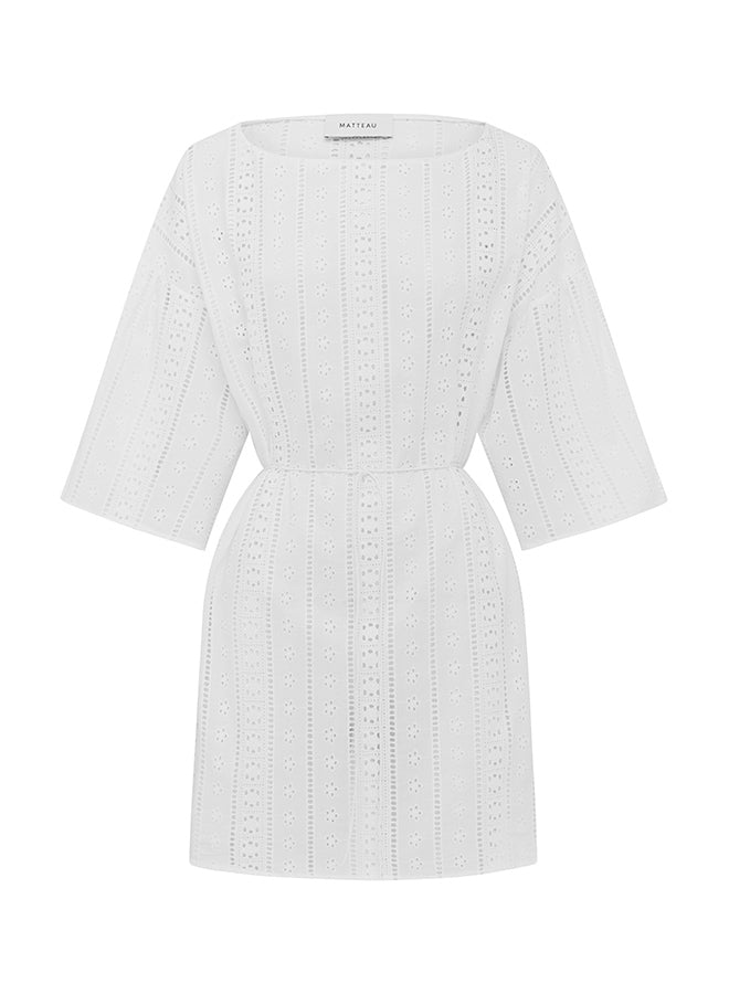 Matteau Magyar Broderie Tee Dress in White