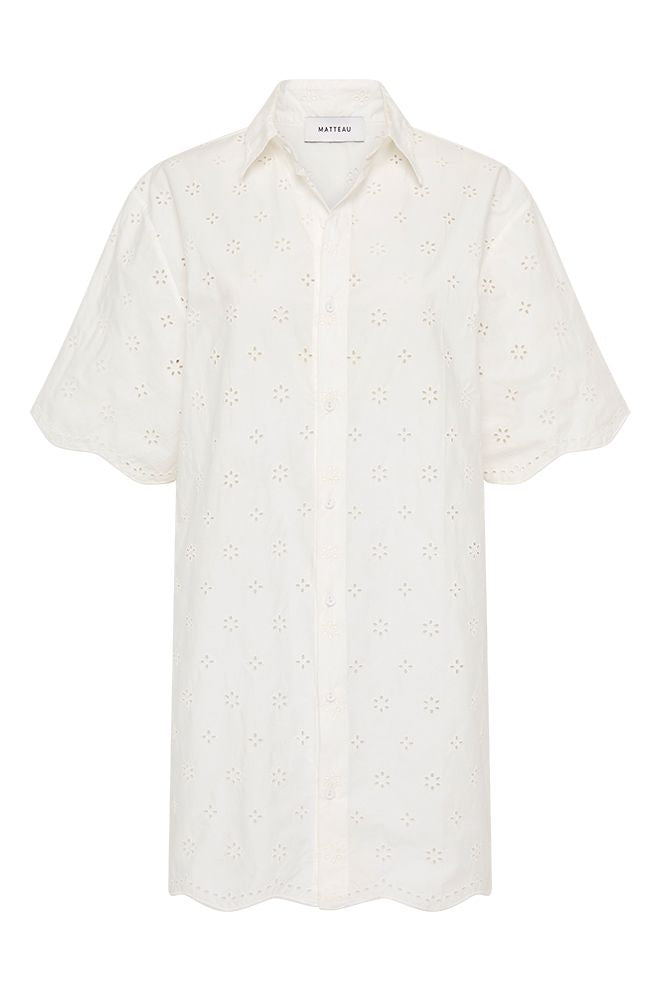 Matteau Broderie Mini Shirt Dress - White