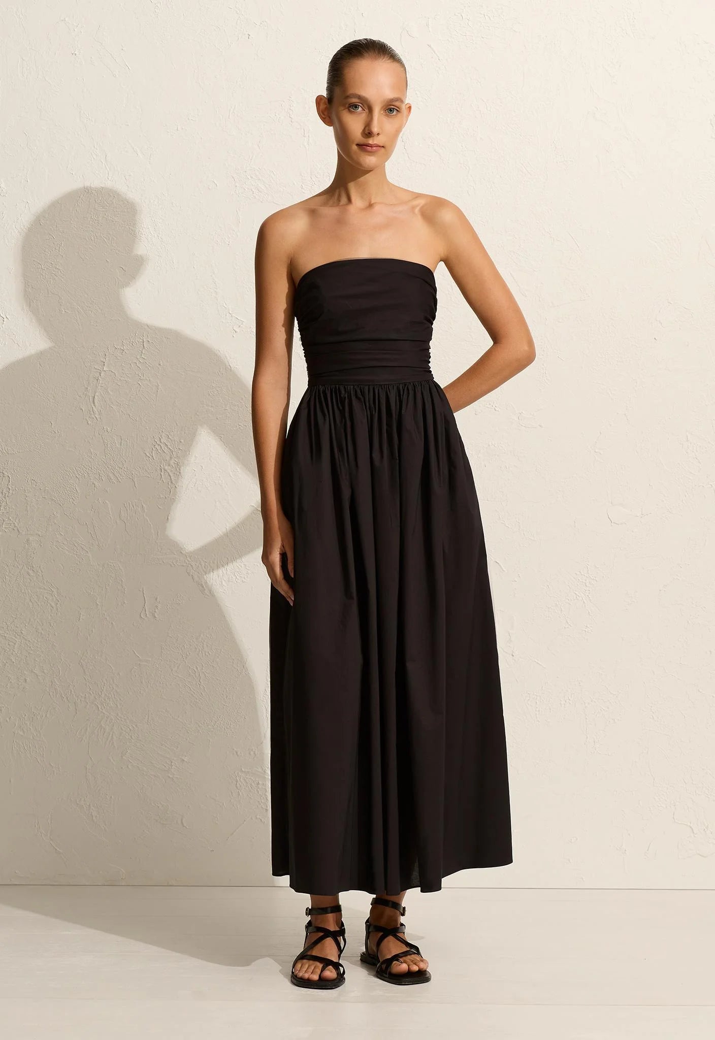 Matteau Strapless Lace Up Dress - Black