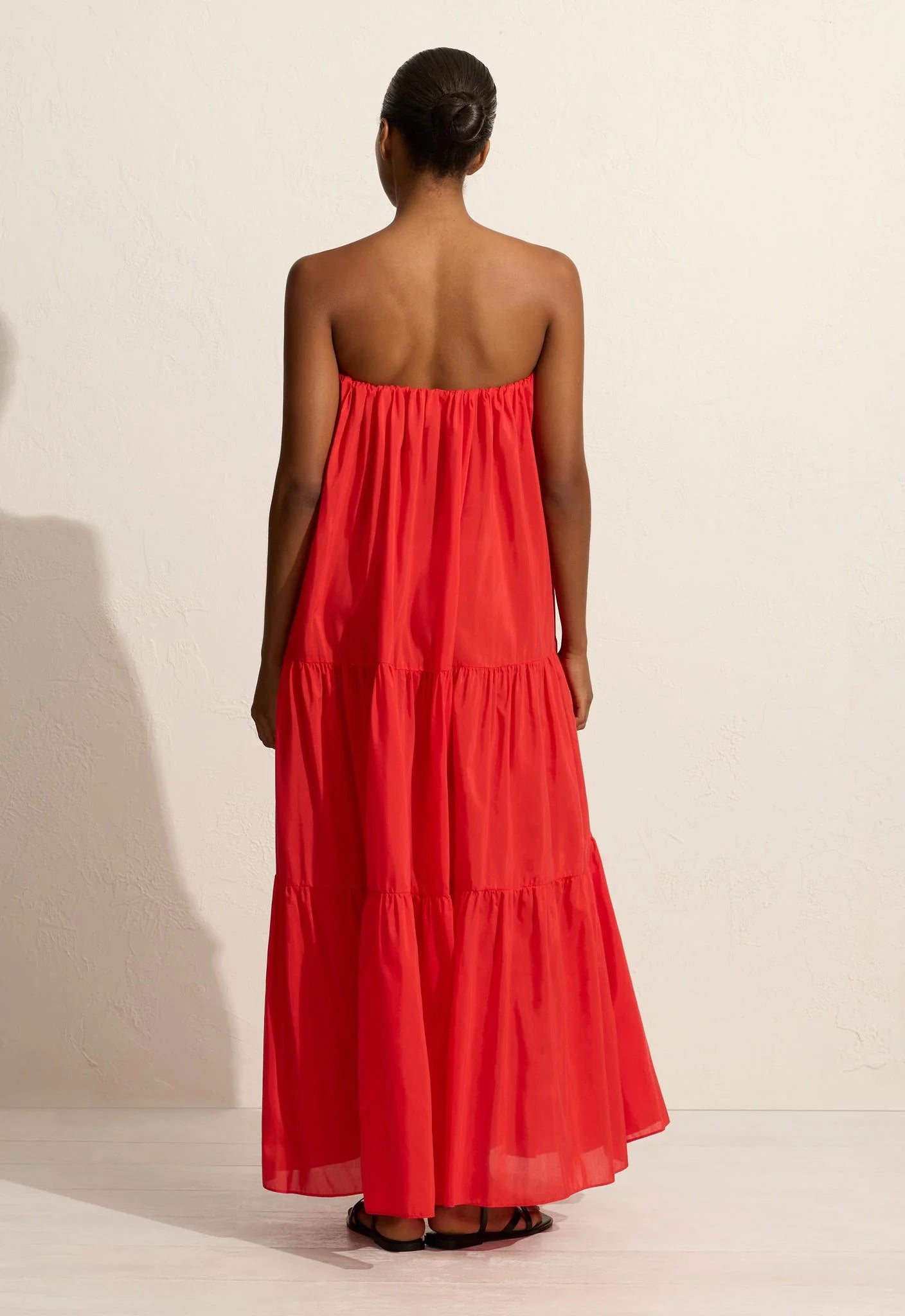 Matteau Voluminous Strapless Tiered Dress - Rosso