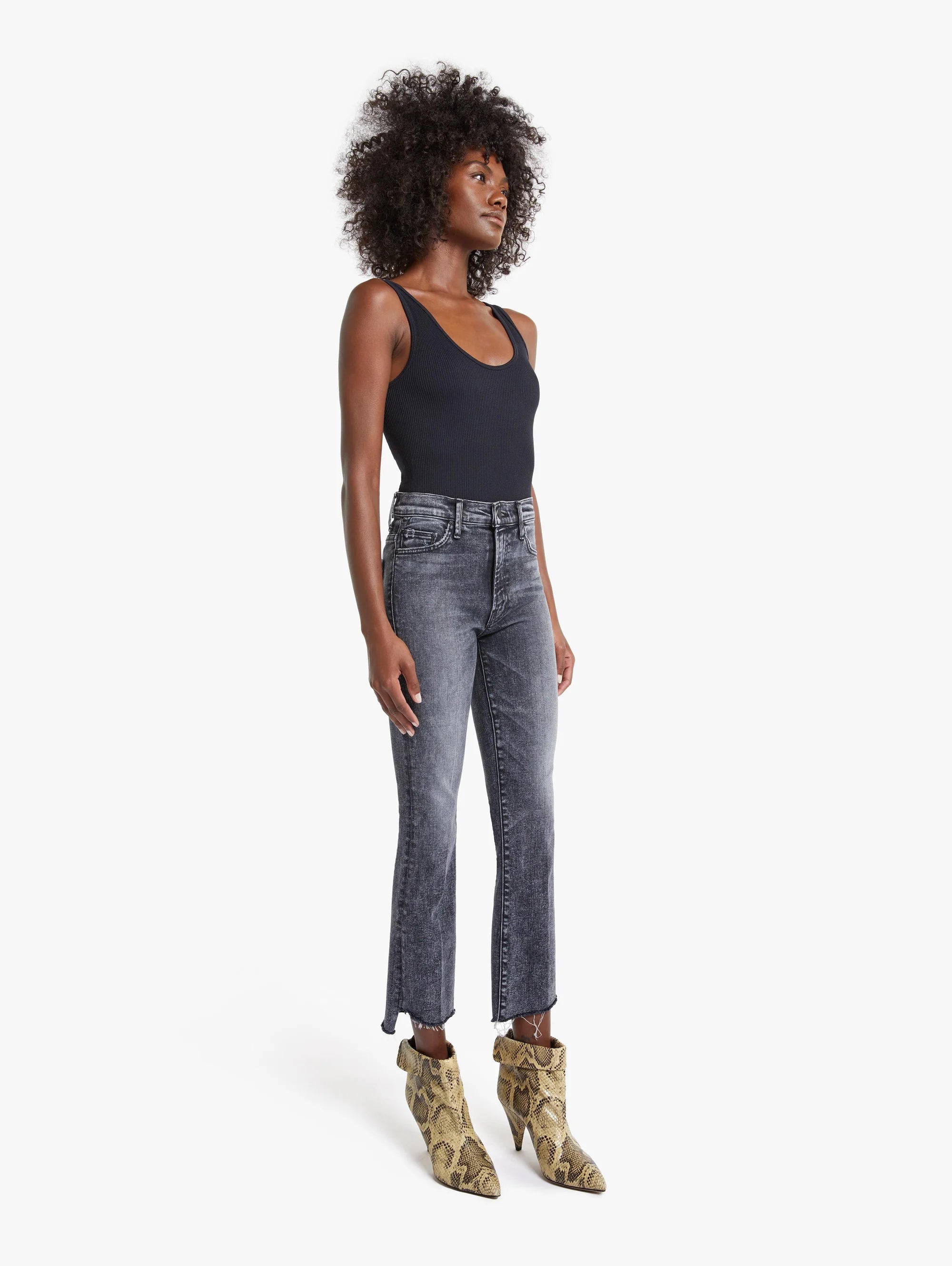 Mother Denim Insider Crop Step Fray Jean Train Stops Denim