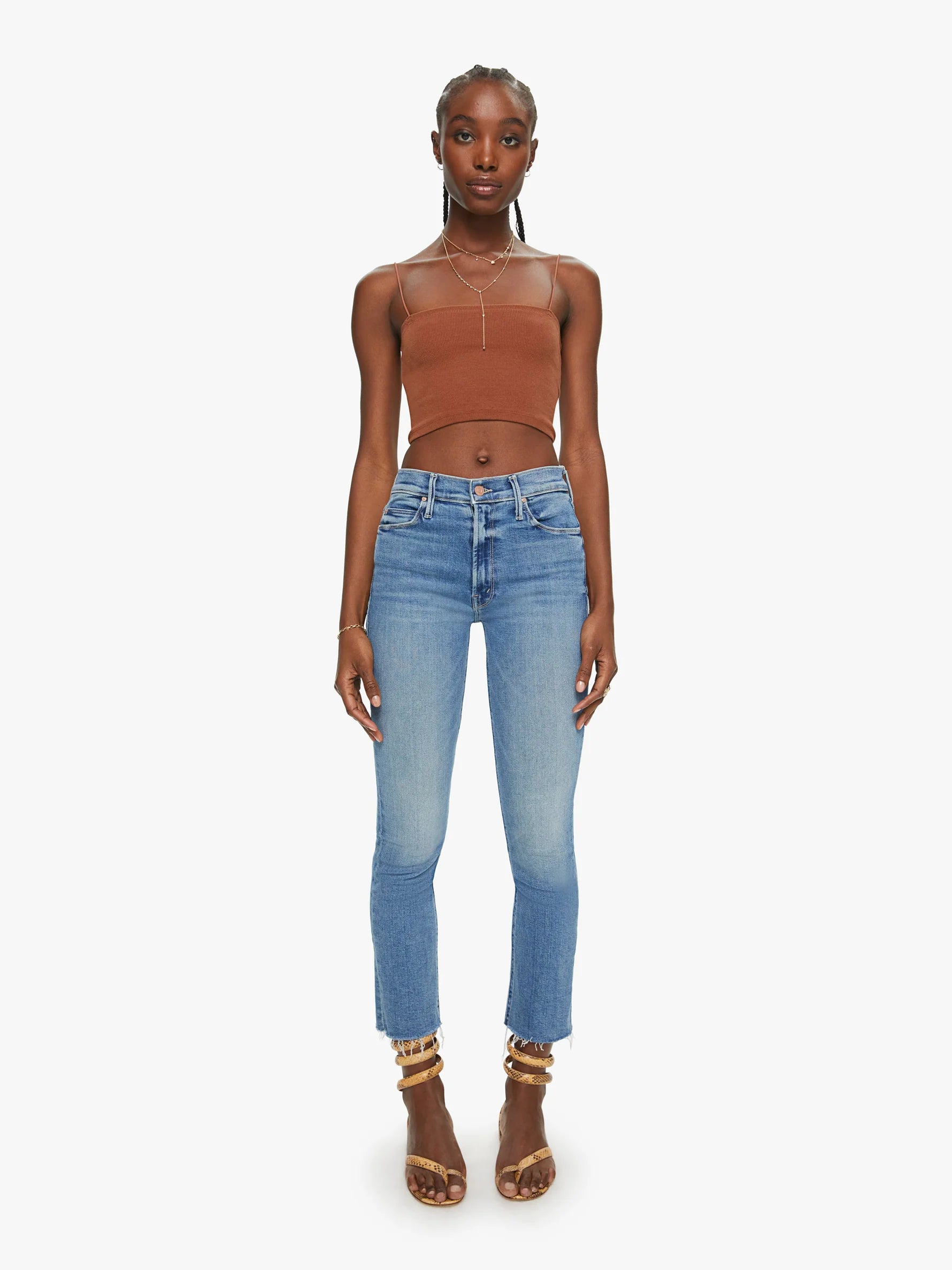 Mother Denim Mid Rise Dazzler Ankle Fray Jean - Riding the Cliffside