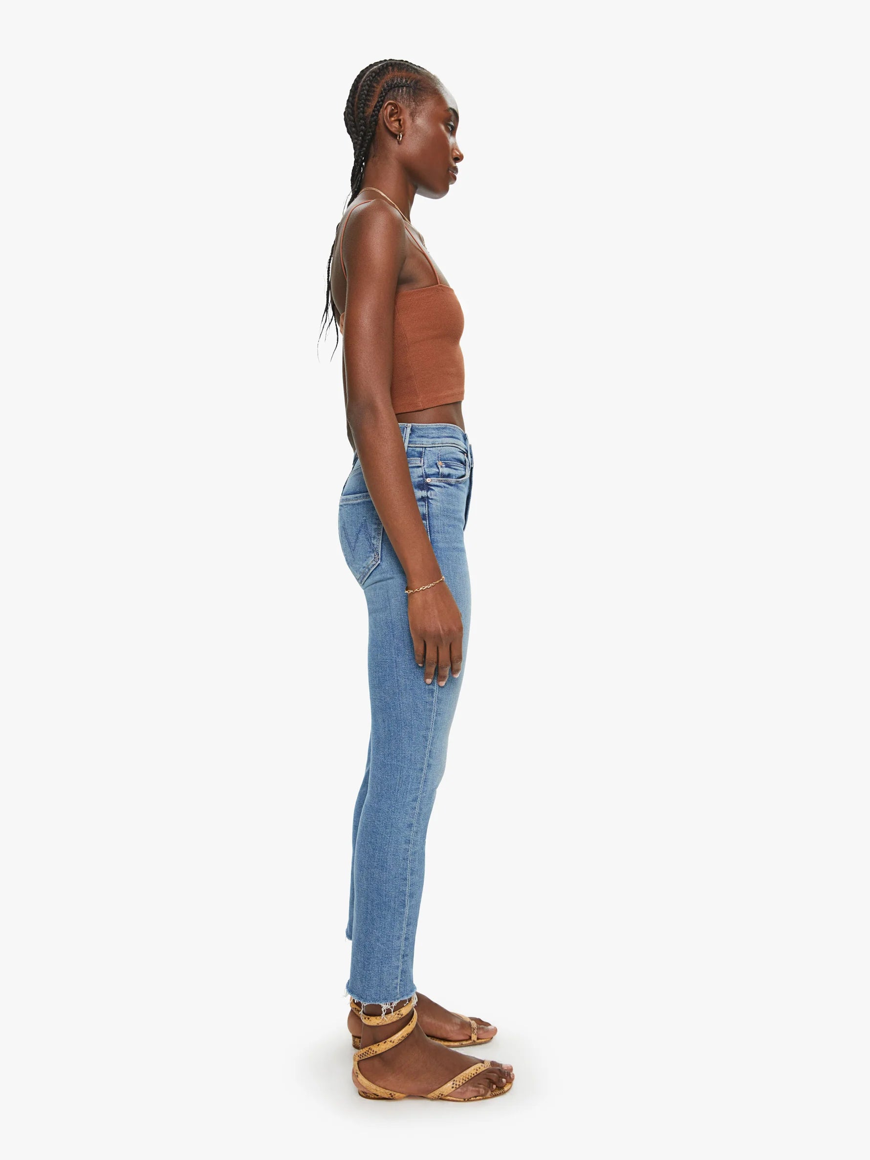 Mother Denim Mid Rise Dazzler Ankle Fray Jean - Riding the Cliffside